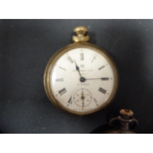 336 - Five Ingersoll pocket watches, one with albert-type chain.  (5)