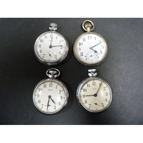 337 - Three Smith's pocket watches to include Smith's Empire, and a Roamer pocket watch.  (4)