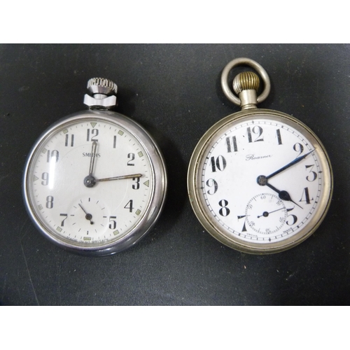 337 - Three Smith's pocket watches to include Smith's Empire, and a Roamer pocket watch.  (4)