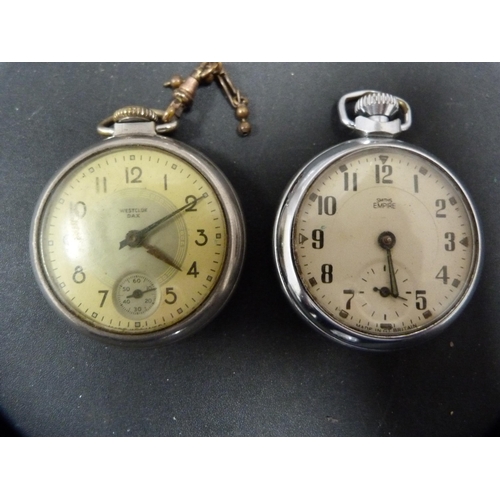 339 - Five pocket watches to include Ingersoll, Smith's Empire, Timex and Westclox.  (5)