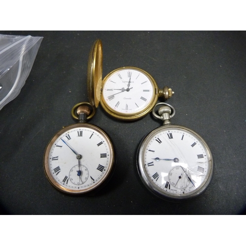 340 - Two Victorian-style metal pocket watches and a Carronade quartz pocket watch.  (3)