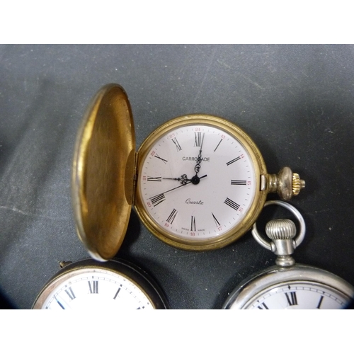 340 - Two Victorian-style metal pocket watches and a Carronade quartz pocket watch.  (3)