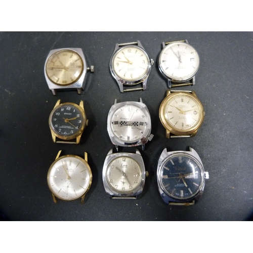 341 - Assorted watch heads to include Gloriosa 17 jewel automatic, Envoy antimagnetic, Omnta Deluxe etc., ... 