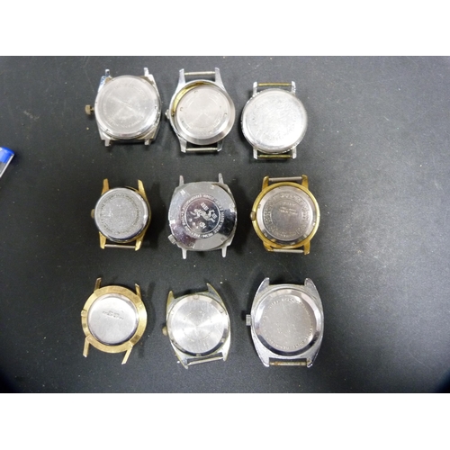 341 - Assorted watch heads to include Gloriosa 17 jewel automatic, Envoy antimagnetic, Omnta Deluxe etc., ... 