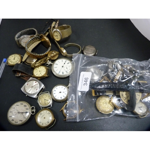 346 - Bag containing a large quantity of manual wind and automatic watch parts, movements, pocket watch pa... 