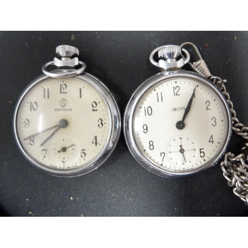 350 - Four pocket watches to include an Ingersoll Regent, Ingersoll Triumph, Services and Smith's with cha... 