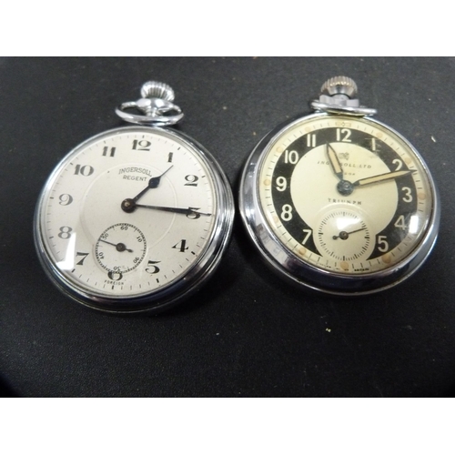 350 - Four pocket watches to include an Ingersoll Regent, Ingersoll Triumph, Services and Smith's with cha... 