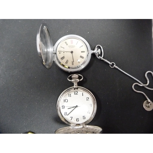 354 - Bag containing modern pocket watches to include Smith's etc.  (7)