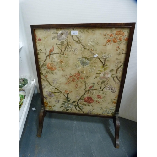 362 - Queen Anne-style bedside table on pad feet and a fire screen with Oriental-style embroidered panel.&... 