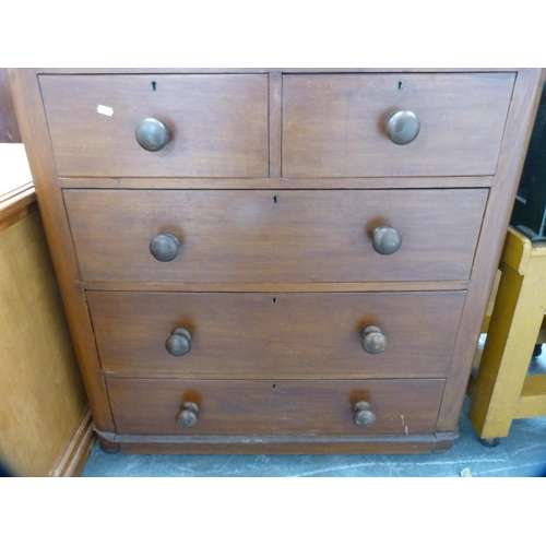 364 - Victorian mahogany chest of two short and three long drawers.