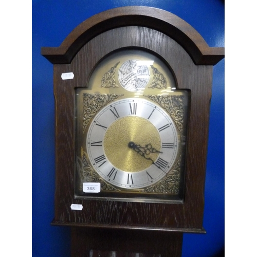 368 - Oak-cased grandmother clock.