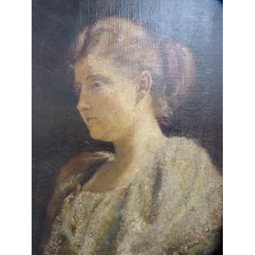 37 - Portrait of a femaleAntique oil on canvas.