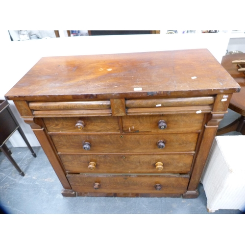 376 - Victorian mahogany chest of two short and three long drawers.