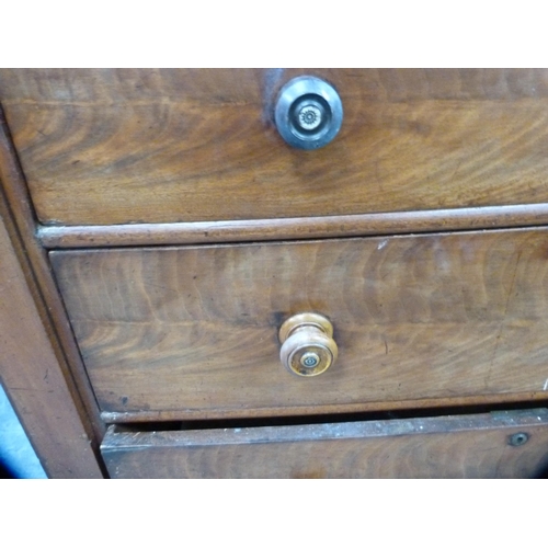 376 - Victorian mahogany chest of two short and three long drawers.