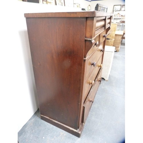 376 - Victorian mahogany chest of two short and three long drawers.