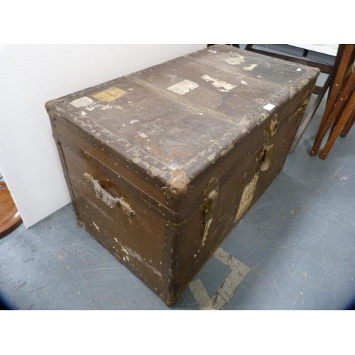 383 - Metal-bound travel trunk containing general books.