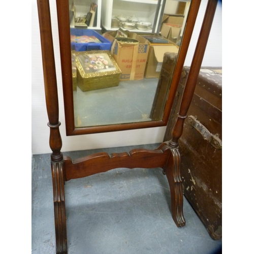 385 - Mahogany cheval mirror.