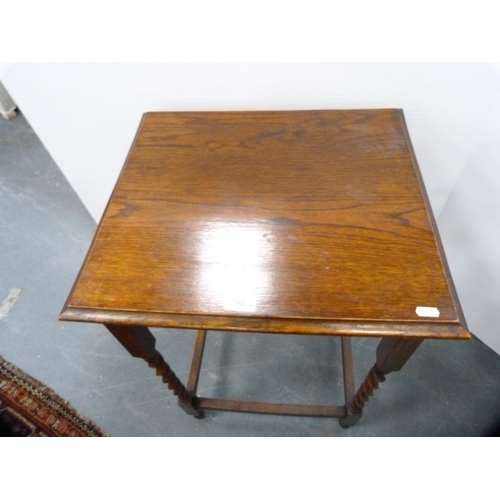 389 - Valet stand, wine rack, oak occasional table and a sewing cabinet.  (4)