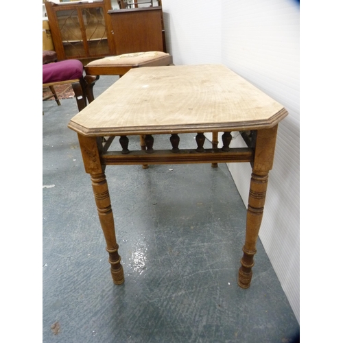 395 - Queen Anne-style dressing stool, another, an antique mahogany dressing stool on pad feet and a cut-d... 