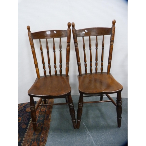 400 - Pair of farmhouse-style spindle-back kitchen chairs and a French-style side chair.  (3)