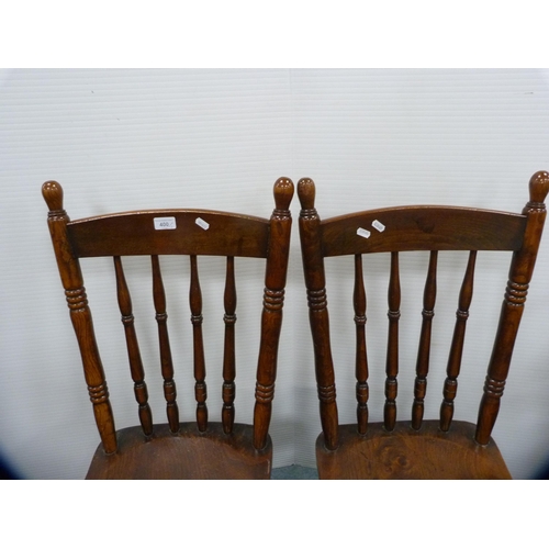 400 - Pair of farmhouse-style spindle-back kitchen chairs and a French-style side chair.  (3)