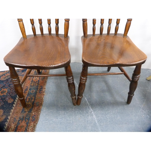 400 - Pair of farmhouse-style spindle-back kitchen chairs and a French-style side chair.  (3)