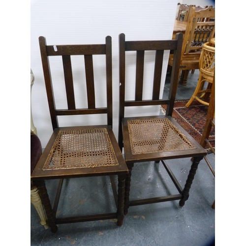 401 - Three matching late Victorian painted parlour chairs, footstool and two pairs of later chairs with b... 