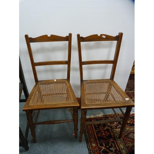 401 - Three matching late Victorian painted parlour chairs, footstool and two pairs of later chairs with b... 