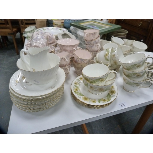 418 - Quantity of china and part tea sets to include Plant Tuscan, Duchess, Denby part dinner set, Portmei... 