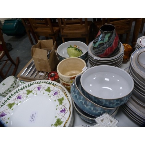 418 - Quantity of china and part tea sets to include Plant Tuscan, Duchess, Denby part dinner set, Portmei... 