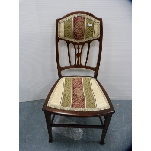 424 - Pair of bergère-back dining chairs, a solid-seat kitchen chair and an upholstered Edwardian bedroom ... 