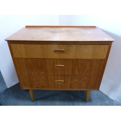 433 - Two retro teak chests of drawers, a similar wall mirror and an unframed wall mirror.  (4)