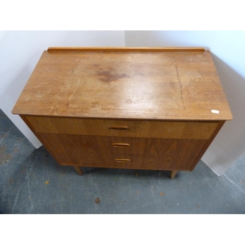 433 - Two retro teak chests of drawers, a similar wall mirror and an unframed wall mirror.  (4)