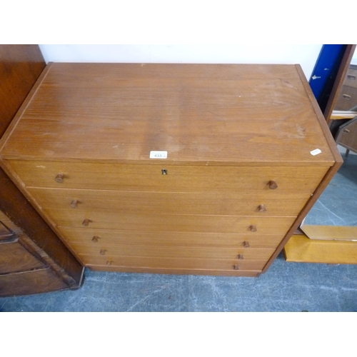 433 - Two retro teak chests of drawers, a similar wall mirror and an unframed wall mirror.  (4)