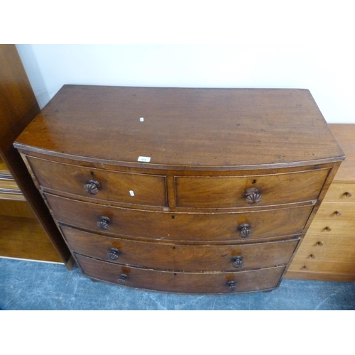 434 - 19th century mahogany bowfront chest of two short and three long drawers.