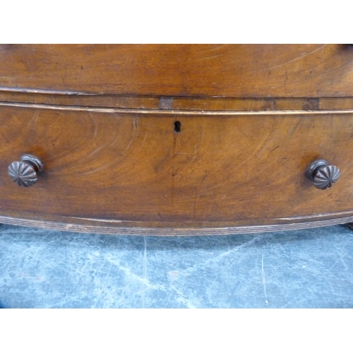 434 - 19th century mahogany bowfront chest of two short and three long drawers.