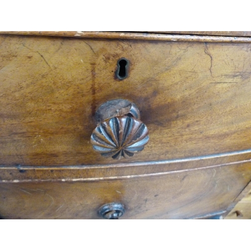 434 - 19th century mahogany bowfront chest of two short and three long drawers.