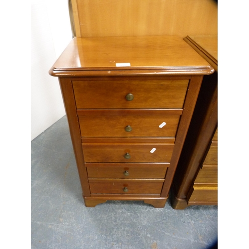 439 - Pair of Grange five-drawer cherrywood bedside chests of drawers.