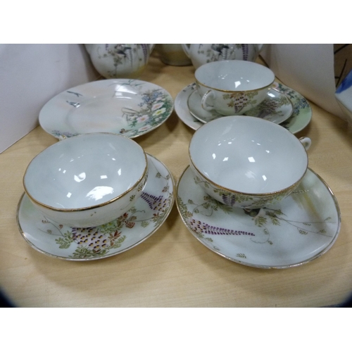 44 - Japanese eggshell part tea set and other similar teawares.