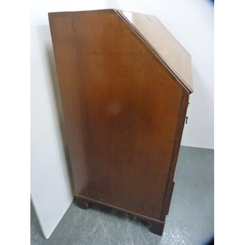 442 - Edwardian inlaid mahogany bureau with two short and two long drawers.