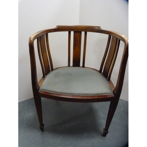 461 - Edwardian-style bow-back armchair and a similar corner chair.