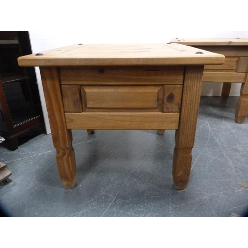 463 - Pair of square rustic side tables.