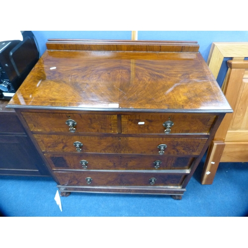 475 - Queen Anne Revival walnut chest of two short and three long drawers.