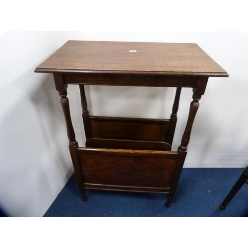 478 - Oak magazine rack table, a rectangular topped occasional table, 19th century square-topped occasiona... 