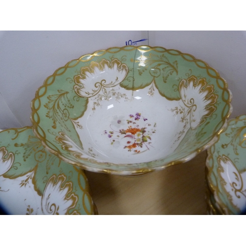 48 - Late Victorian/Edwardian part Rockingham-style part tea set to include sucrier, bowl, cream jug, two... 