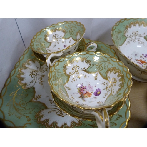 48 - Late Victorian/Edwardian part Rockingham-style part tea set to include sucrier, bowl, cream jug, two... 