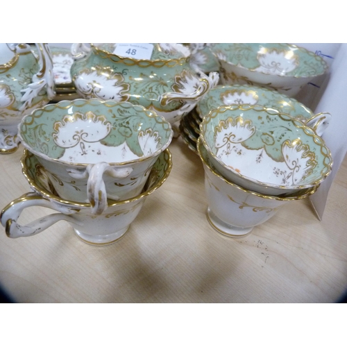 48 - Late Victorian/Edwardian part Rockingham-style part tea set to include sucrier, bowl, cream jug, two... 