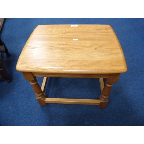 491 - Nest of three tables, oak-veneered stool, magazine rack and a vintage tea trolley.