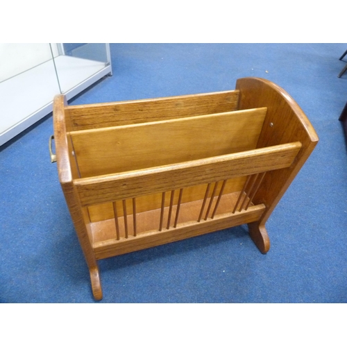 491 - Nest of three tables, oak-veneered stool, magazine rack and a vintage tea trolley.