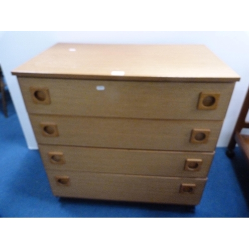 493 - Retro teak chest of four drawers.